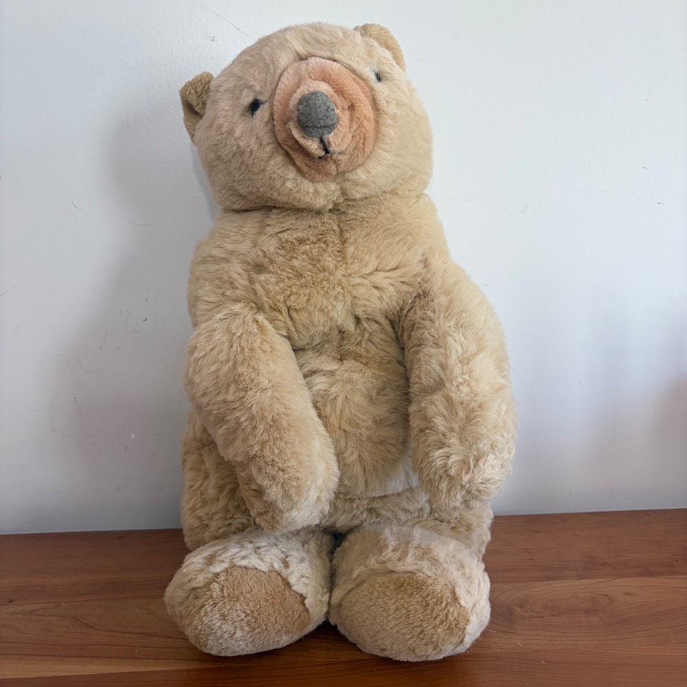 Folkmanis Folktails Vintage Furry Folk Tan Grizzly Bear Hand Puppet Plush 24"
